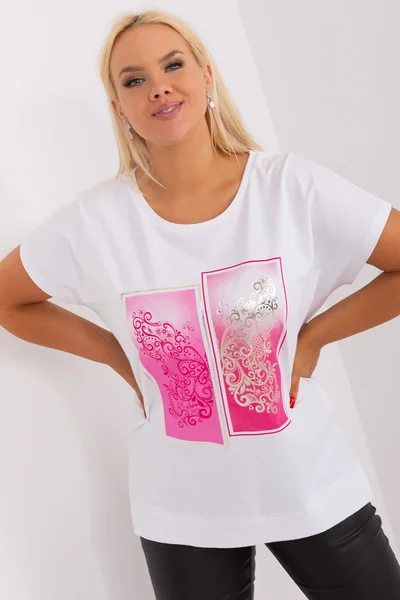 Dámské tričko v bílé barvě s růžovým potiskem FPrice