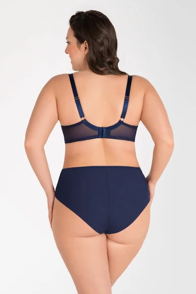 Modro-růžové dámské kalhotky s výšivkou Gorsenia plus size