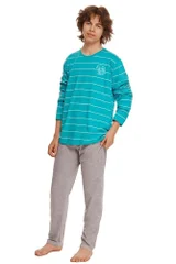 Chlapecké pyžamo Harry tyrkysové s pruhy Taro (barva tyrkysová)