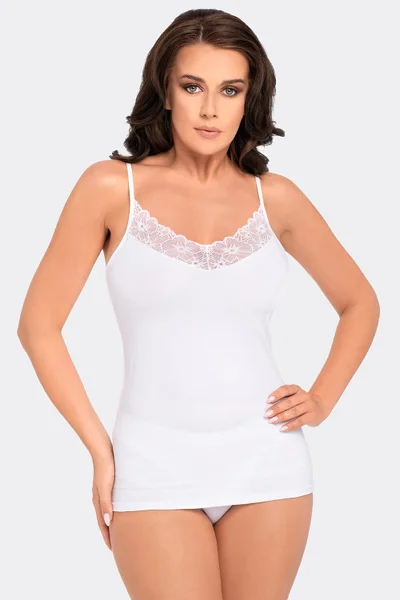 Bavlněné dámské bílé tričko s tenkými ramínky Babell