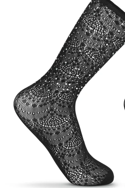 Vysoké dámské zdobené ponožky s kamínky BE SNAZZY