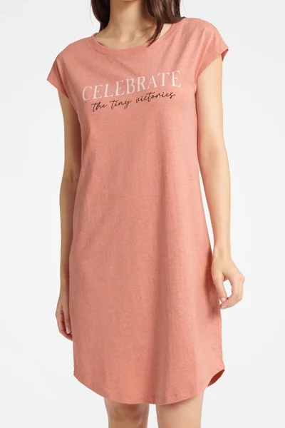 Růžová volná noční košilka ke kolenům HENDERSON LADIES