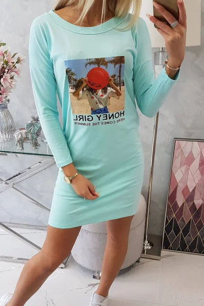 Šaty s potiskem Honey girl mint Kesi