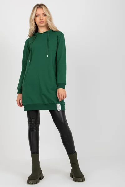 Tmavě zelené dámské mikinové šaty RELEVANCE