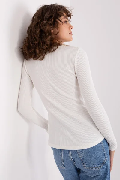 Přiléhavé dámské bílé tričko s dlouhým rukávem FPrice
