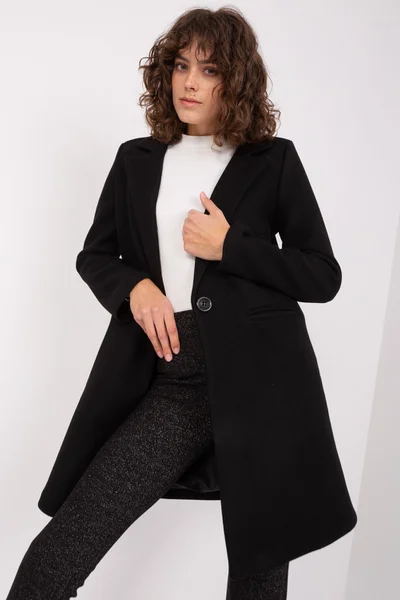 Elegantní černý dámský kabát FPrice