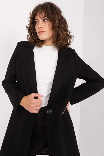 Elegantní černý dámský kabát FPrice