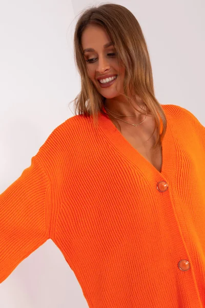 Maxi oranžový dámský propínací svetr FPrice