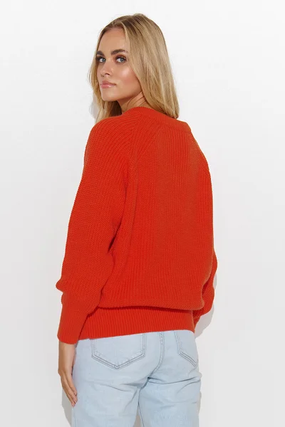 Červený dámský svetr s výstřihem do V Makadamia