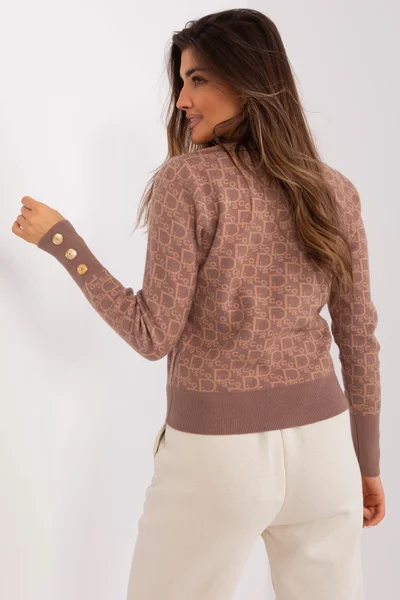 Moderní vzorovaný dámský pulovr se zlatými knoflíčky FPrice