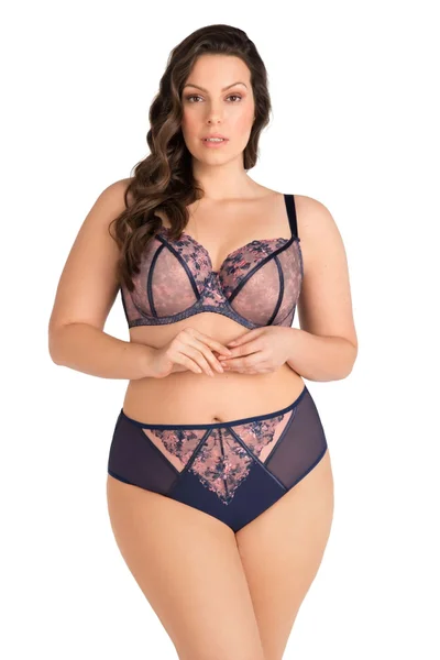 Tmavě modré dámské kalhotky s krajkou Gorsenia plus size