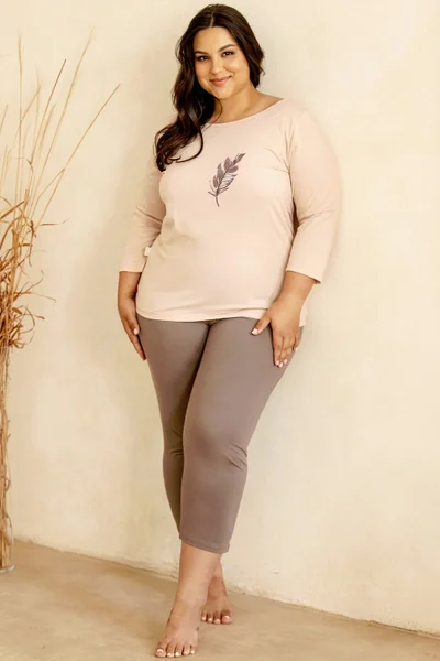 Plus size dámské pyžamo v 3/4 střihu Taro