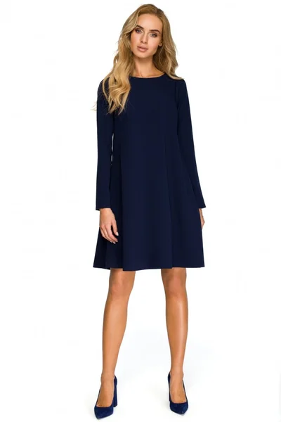 Volné modré oversize šaty s rukávy Style