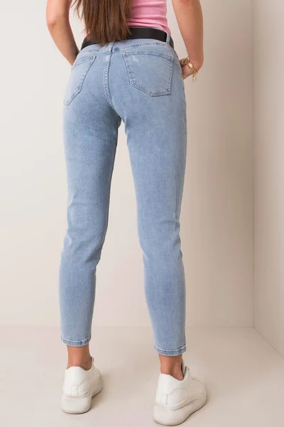 Modré dámské džíny s vysokým pasem FPrice