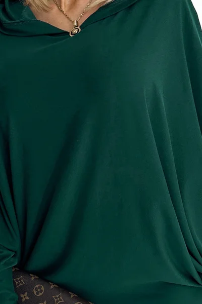 Lahvově zelené mini netopýří šaty Numoco