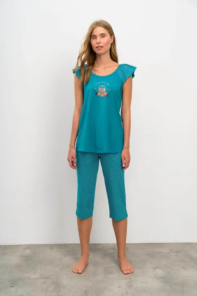 Vamp - Dvoudílné dámské pyžamo YG796 - Vamp Modrá laguna