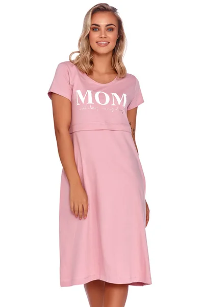 Růžová noční košilka pro těhotné MOM Dobranocka