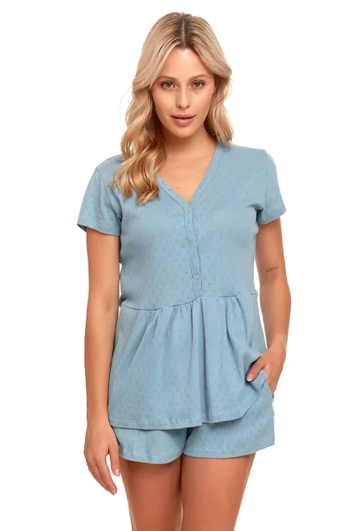Světle modré letní pyžamo se šortkami pro ženy Dobranocka