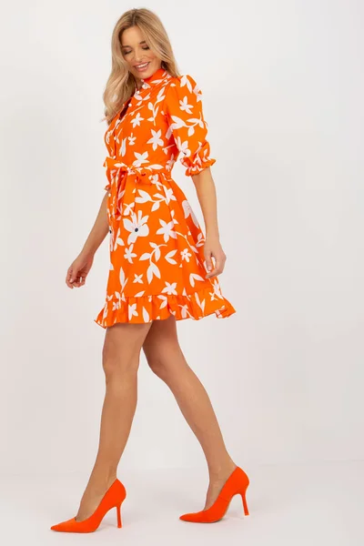 Dámské oranžové šaty s bílým potiskem FPrice