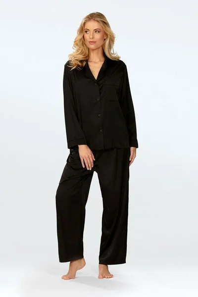 Černé dámské pyžamo z luxusního saténu DKaren