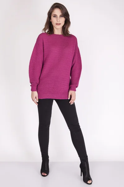 Tmavě růžový dámský svetr MKM design regular fit
