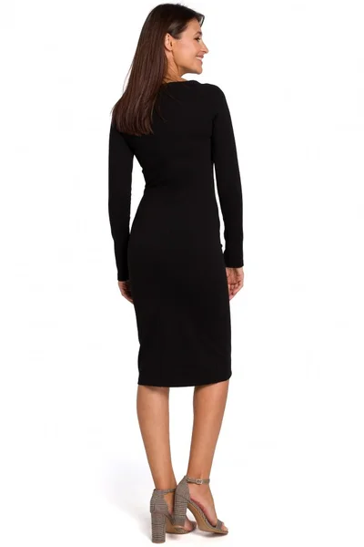 Dámské L614 Midi dámské šaty na tělo - černé Style