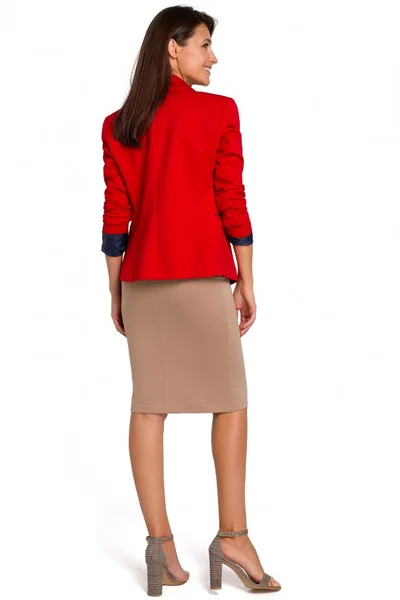 Elegantní dámské červené sáčko s barevnými manžetami Style