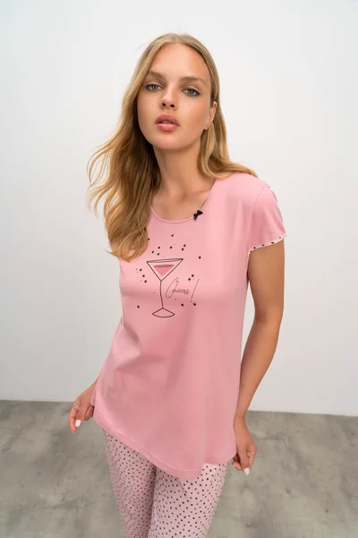 Vamp - Dvoudílné dámské pyžamo R379 - Vamp růžová šedá