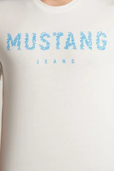 Krémové pánské tričko s logem Mustang