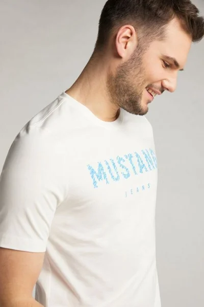 Krémové pánské tričko s logem Mustang
