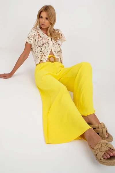 Dámské letní široké výrazně žluté kalhoty FPrice