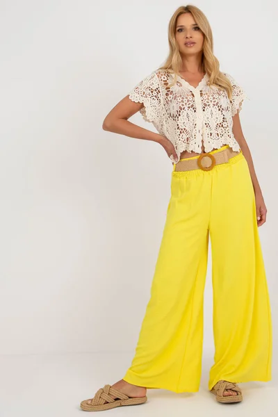 Dámské letní široké výrazně žluté kalhoty FPrice