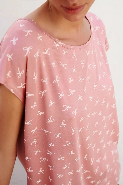 Starorůžové dámské vzorované pyžamo Vamp