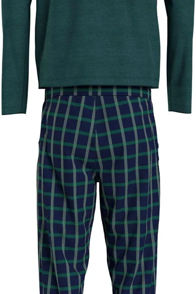 Tmavě zelené pánské pyžamo s kostkovanými kalhotami Tommy Hilfiger