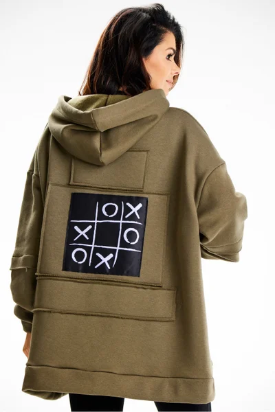 Oversize khaki dámská mikina s klokaní kapsou Infinite You