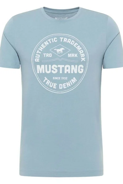Šedo-modré pánské klasické tričko s logem Mustang