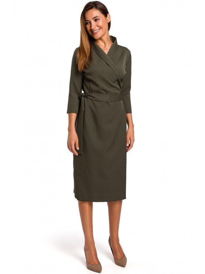 Khaki midi šaty se zavinováním Style, EU XL i529_5233182882236272128