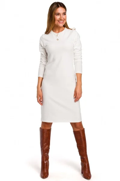 Bílé bavlněné šaty s dlouhými rukávy Style