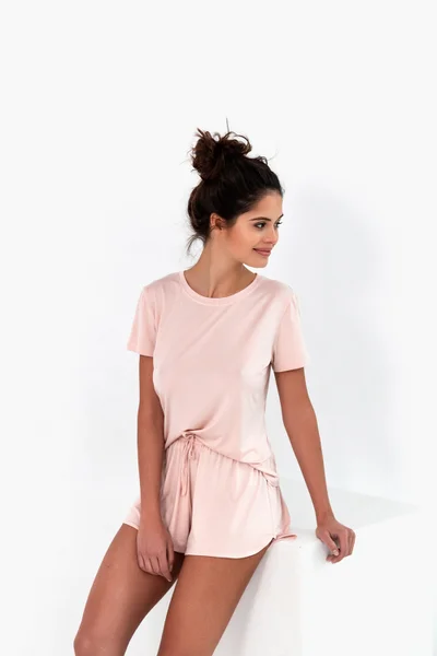 Lehoučké růžové dámské kraťasové pyžamo Sensis