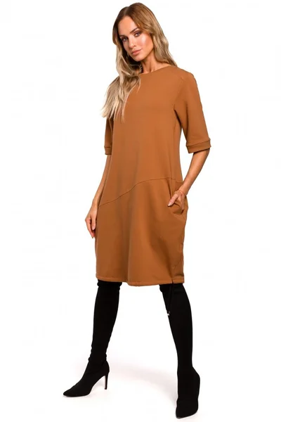 Karamelové svetrové šaty Moe