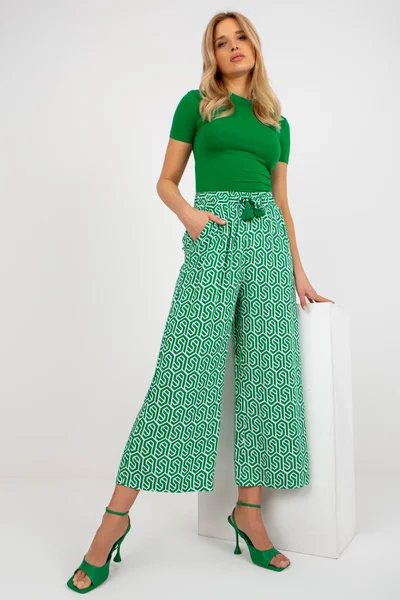 Dámské široké kalhoty FPrice zelené