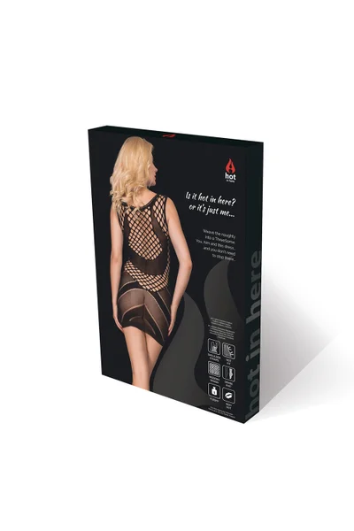 Černé síťované průsvitné erotické mini šaty Hot in here
