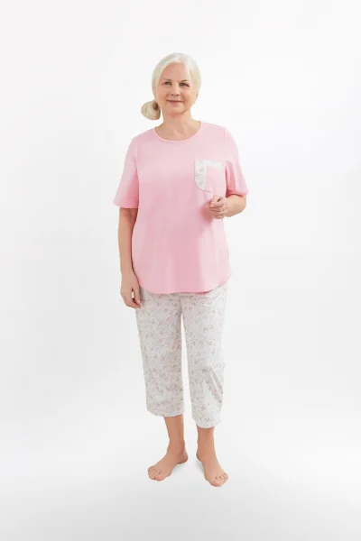 Bavlněné dámské pyžamo s růžovou halenkou MARTEL