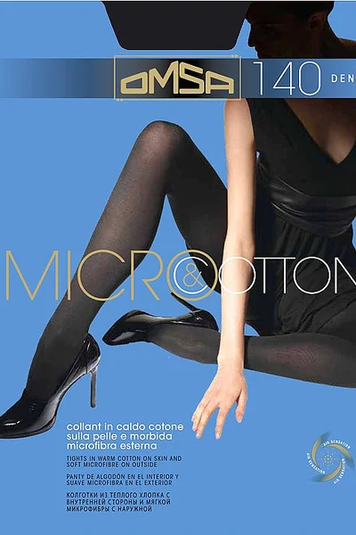 Dámské černé krycí punčocháče Omsa Micro&Cotton 140