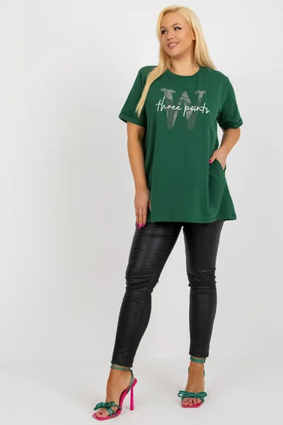 Tmavě zelené dámské delší tričko FPrice