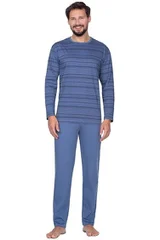 Pánské pyžamo Matyáš modré s pruhy Regina modrá