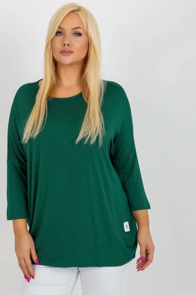 Pohodlné dámské tmavě zelené tričko s dlouhým rukávem FPrice