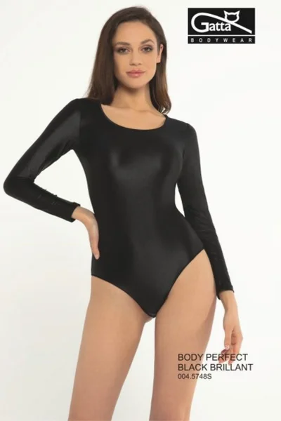 Elastické dámské černé body s dlouhým rukávem GATTA BODYWEAR