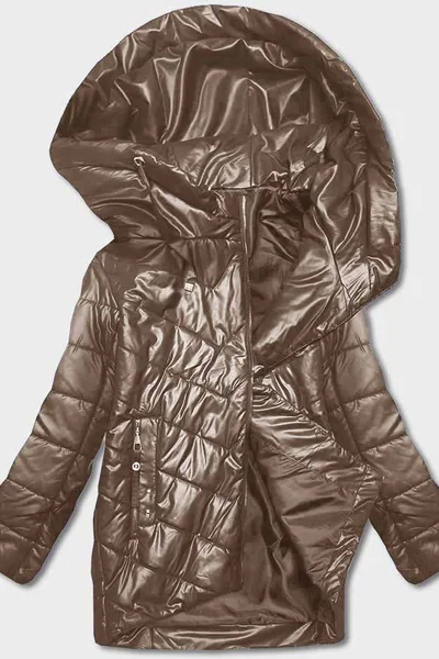 Lesklá metalická dámská prošívaná bunda s kapucí S'WEST