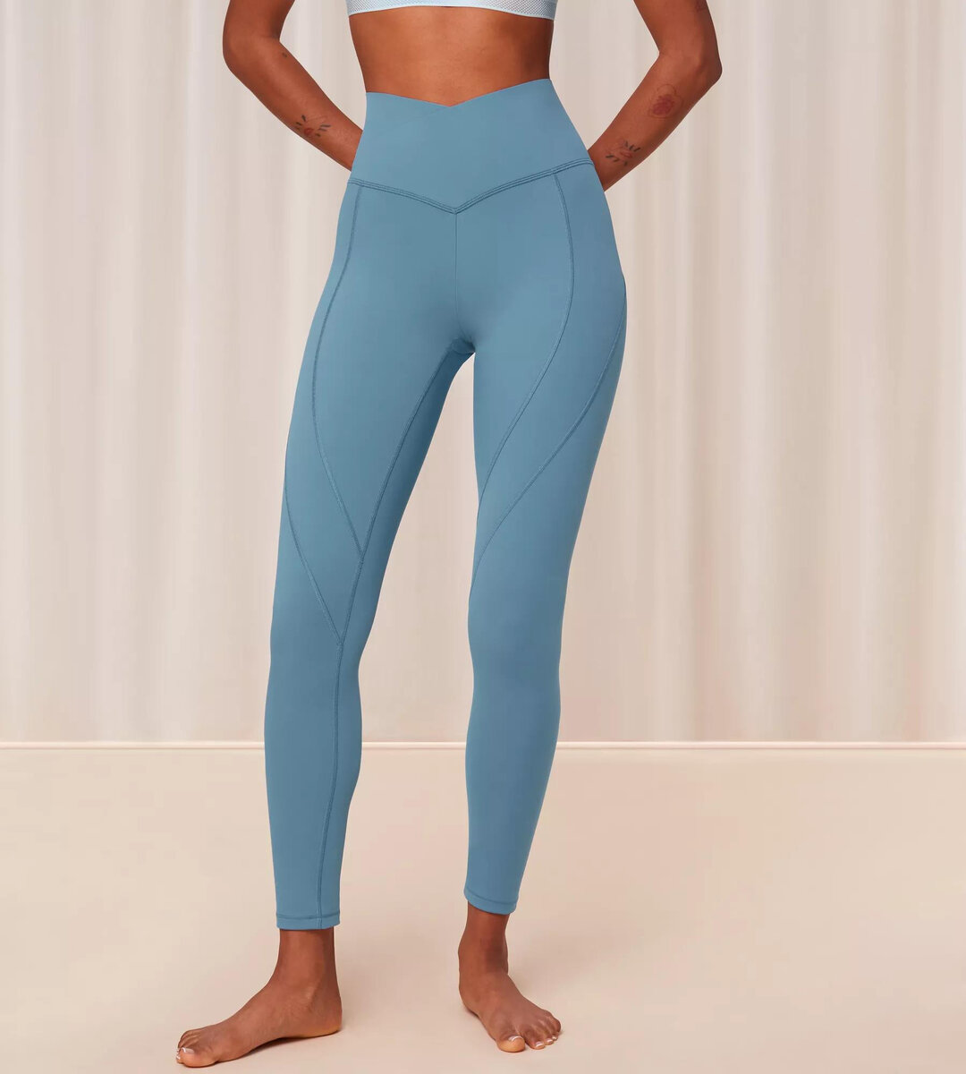 Světle modré dámské tvarující fitness legíny Triumph, BLUE M i343_10217851-7311-M